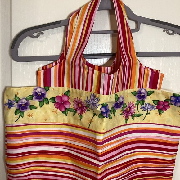NWOT Handmade Reusable Foldable Grocery Shopping Gym Bag Travel Tote Colorful - Picture 2 of 5